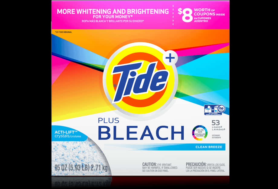 Tide Plus Bleach Laundry Detergent Packaging PNG