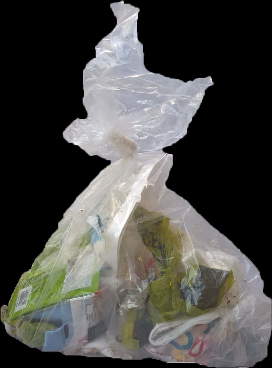 Tied Plastic Bag Fullof Trash PNG