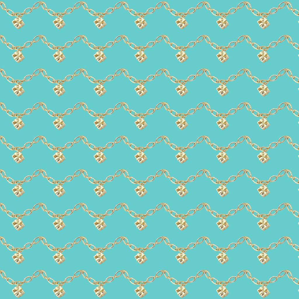 A Turquoise Background With Gold Flowers