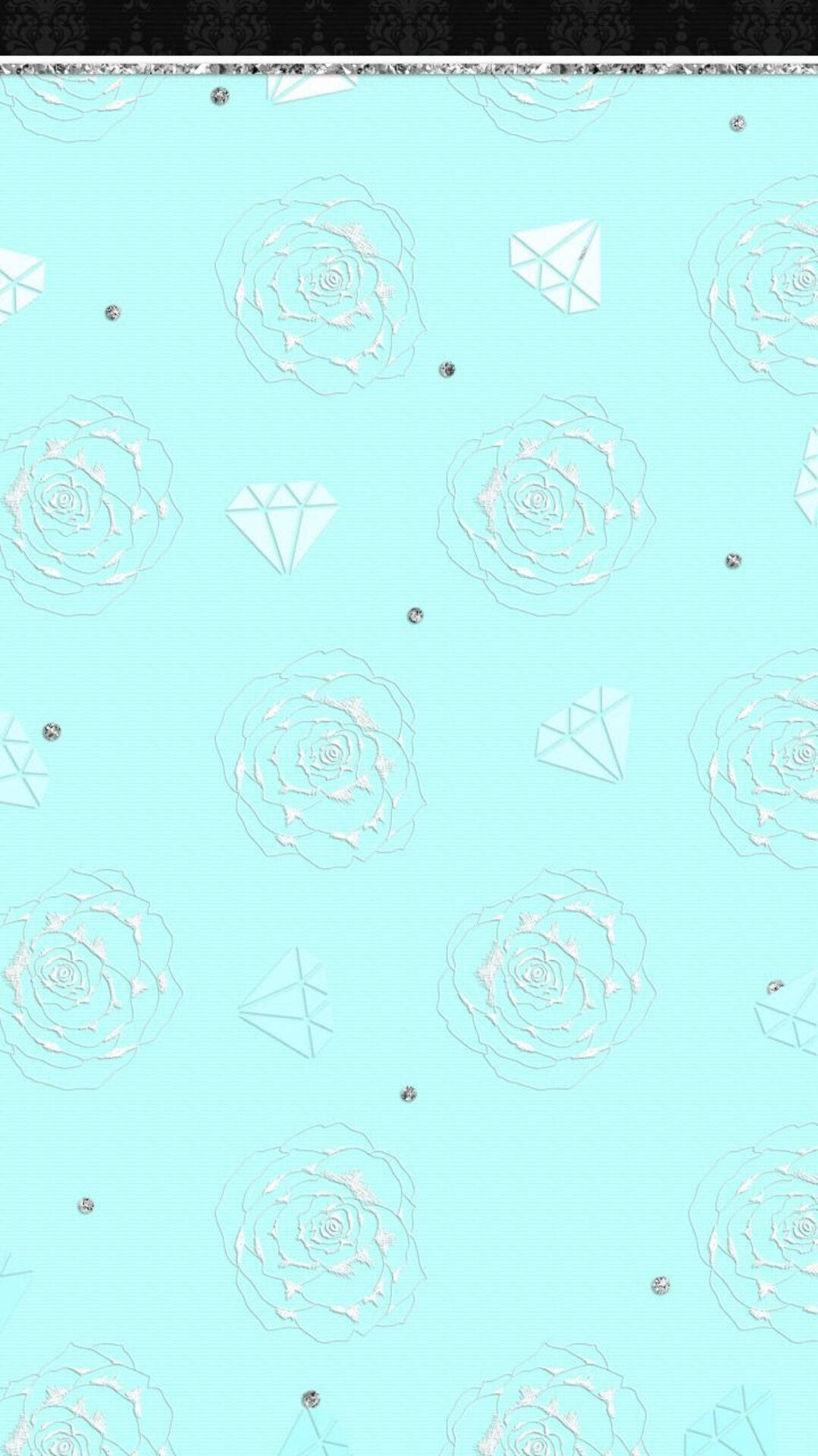 Tiffany Blue Roses And Gems Wallpaper