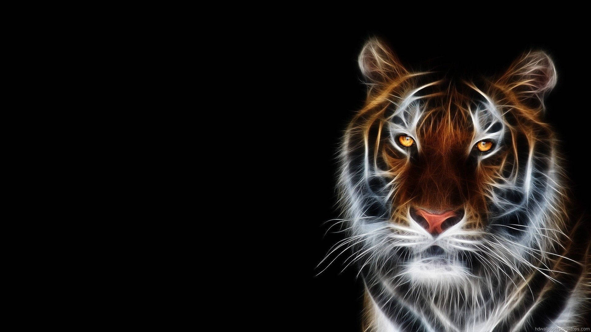 Tiger Animal With Orange Eyes Digital Art Background