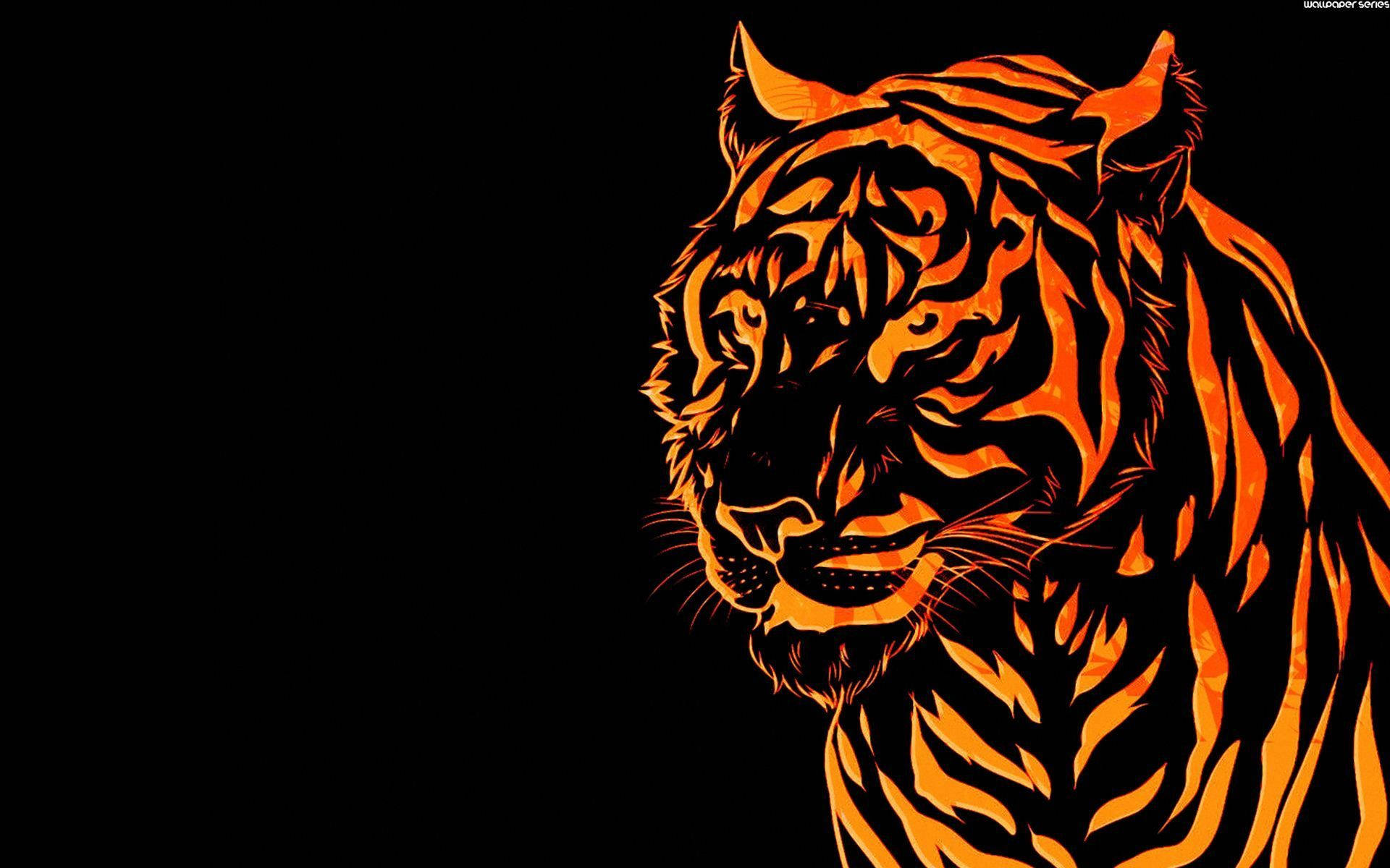 A majestic tiger artwork against a black background Wallpaper