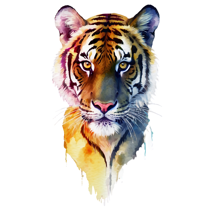 Tiger Face Watercolor Effect Png 06252024 PNG