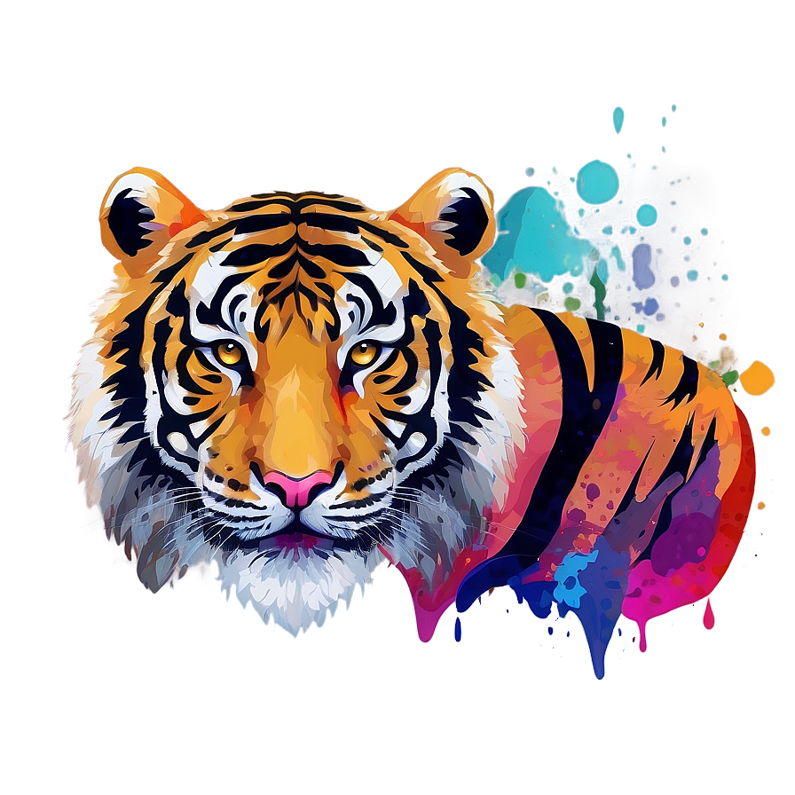 Tiger Face With Abstract Colors Png 06252024 PNG