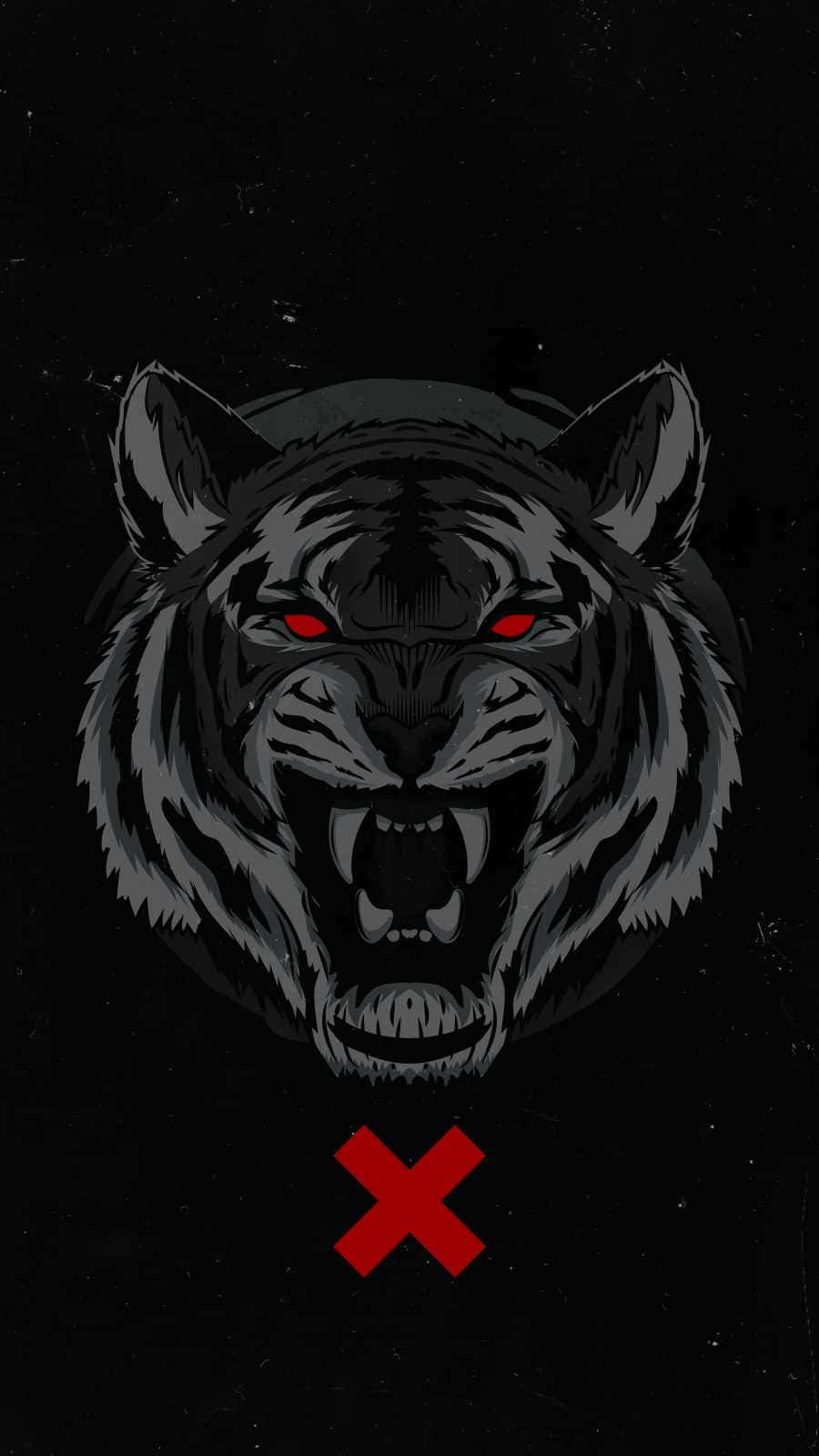 Tiger Face With X Wallpaper