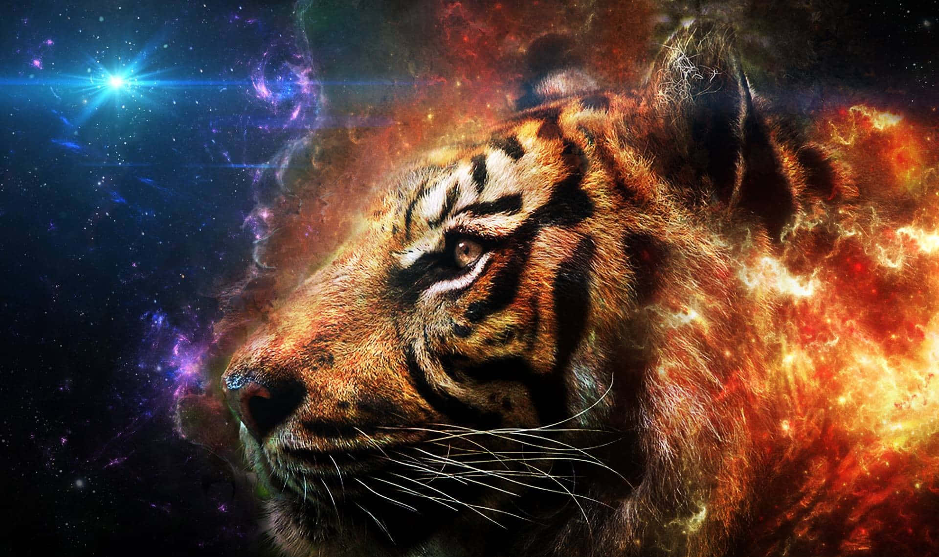 A Royal Tiger Roars in the Galactic Sky Wallpaper