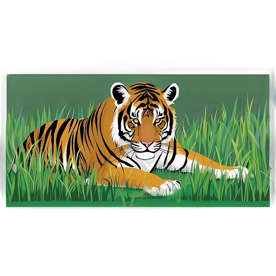 Download Tiger In Grass Png Tms | Wallpapers.com