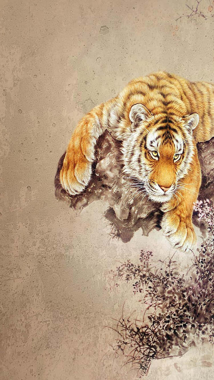 Hålldig Ansluten I Stil Med Tiger Phone! Wallpaper