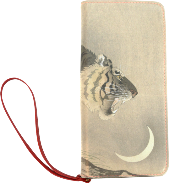 Tiger Print Walletwith Red Strap PNG