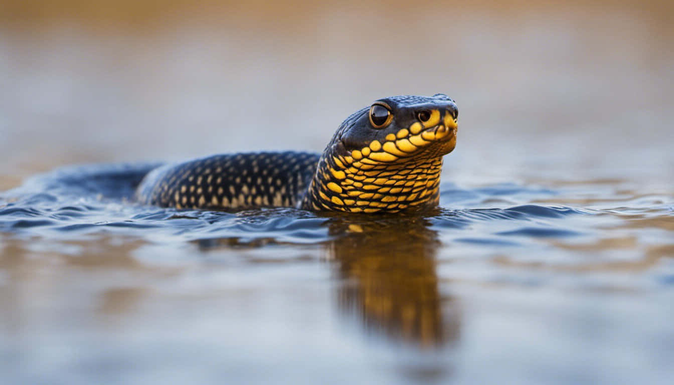 Tiger Snake Swimming Water Wallpaper