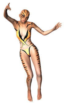 Tiger_ Stripe_ Bodypaint_ Animated_ Character PNG