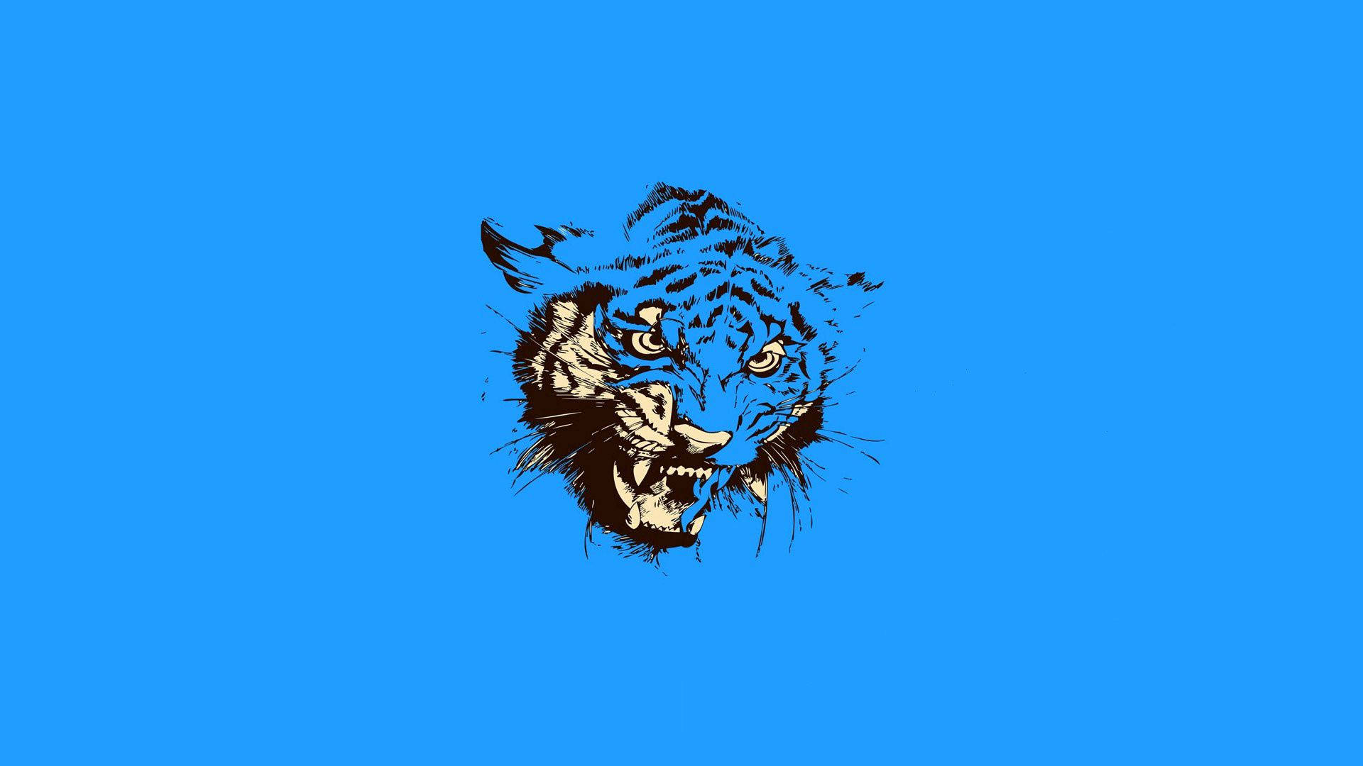 Vector Art of black and white tiger turning into blue paint. 
