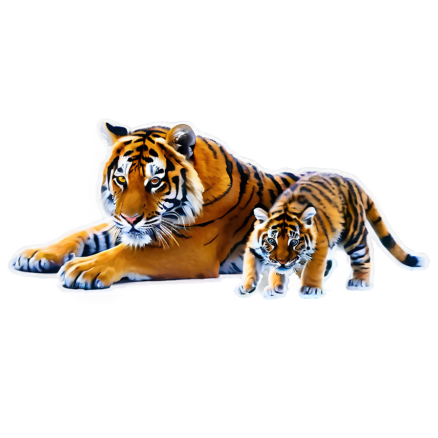 Tiger With Cubs Png Paa PNG