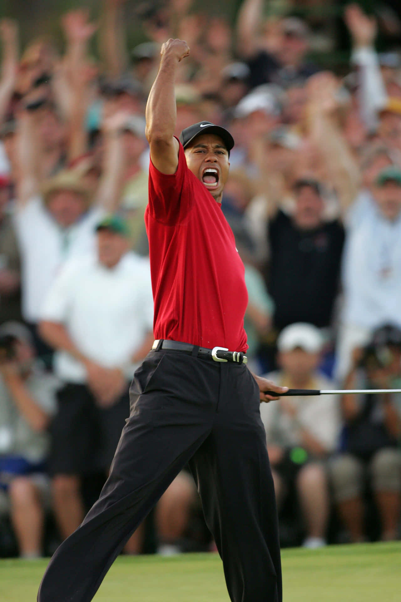 Tiger Woods fejrer sin sejr ved Masters Wallpaper