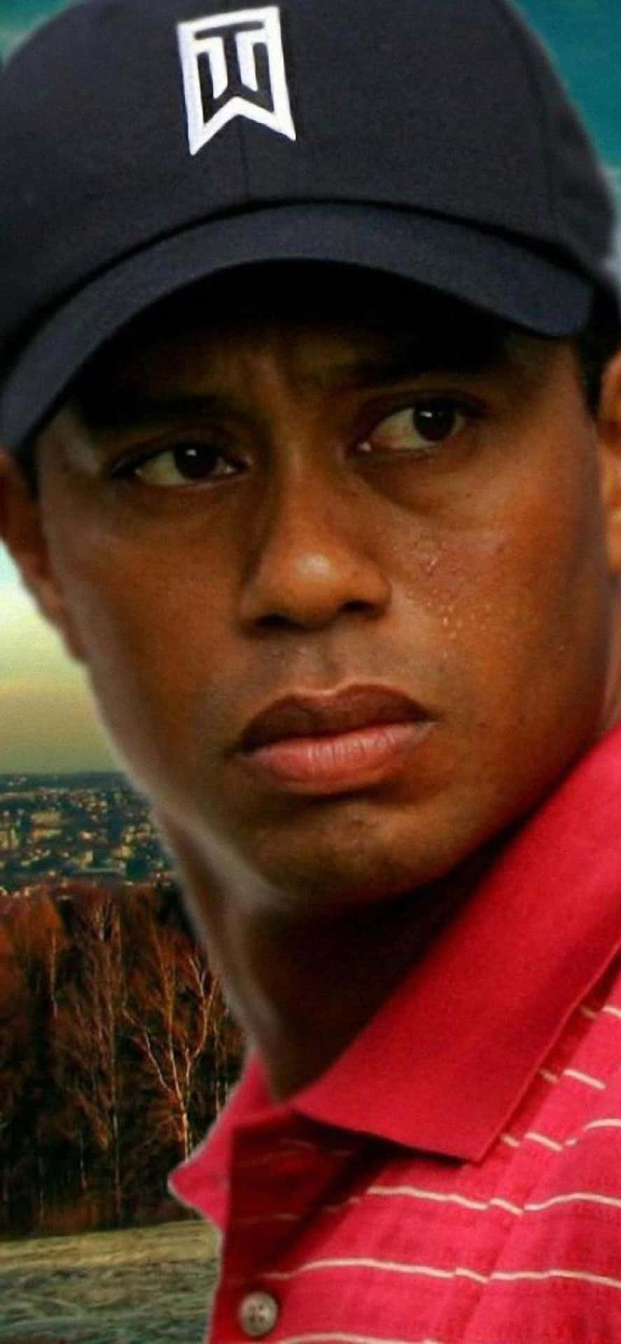 Stängav Tiger Woods Iphone I Närbild. Wallpaper
