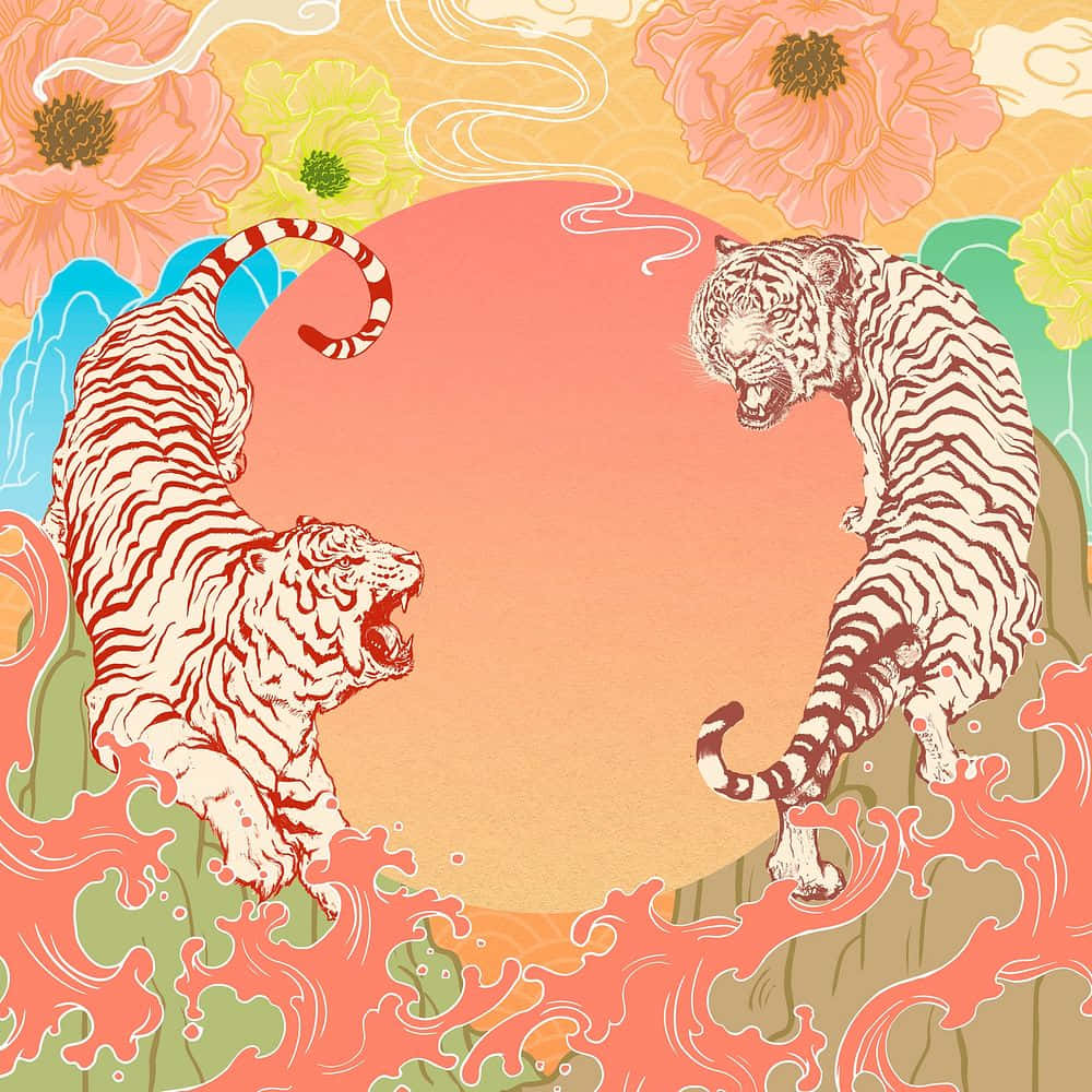 Tigersin Floral Fantasy Art Wallpaper