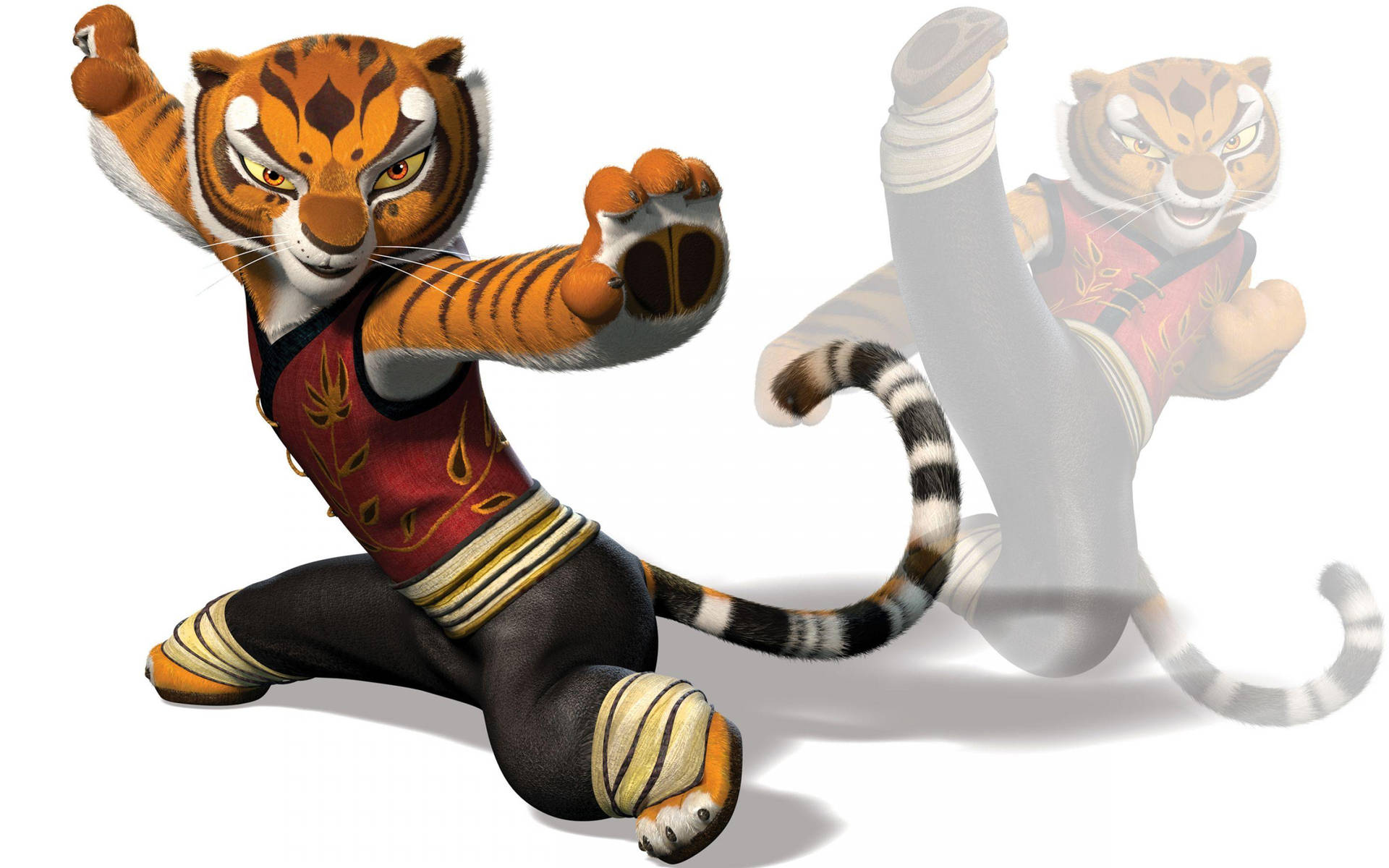Tigress From Kung Fu Panda With White Backdrop Background