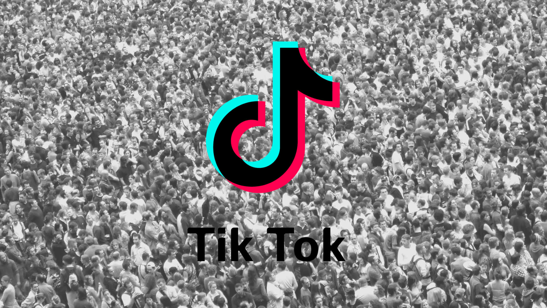 tik tok logo with a crowd of people