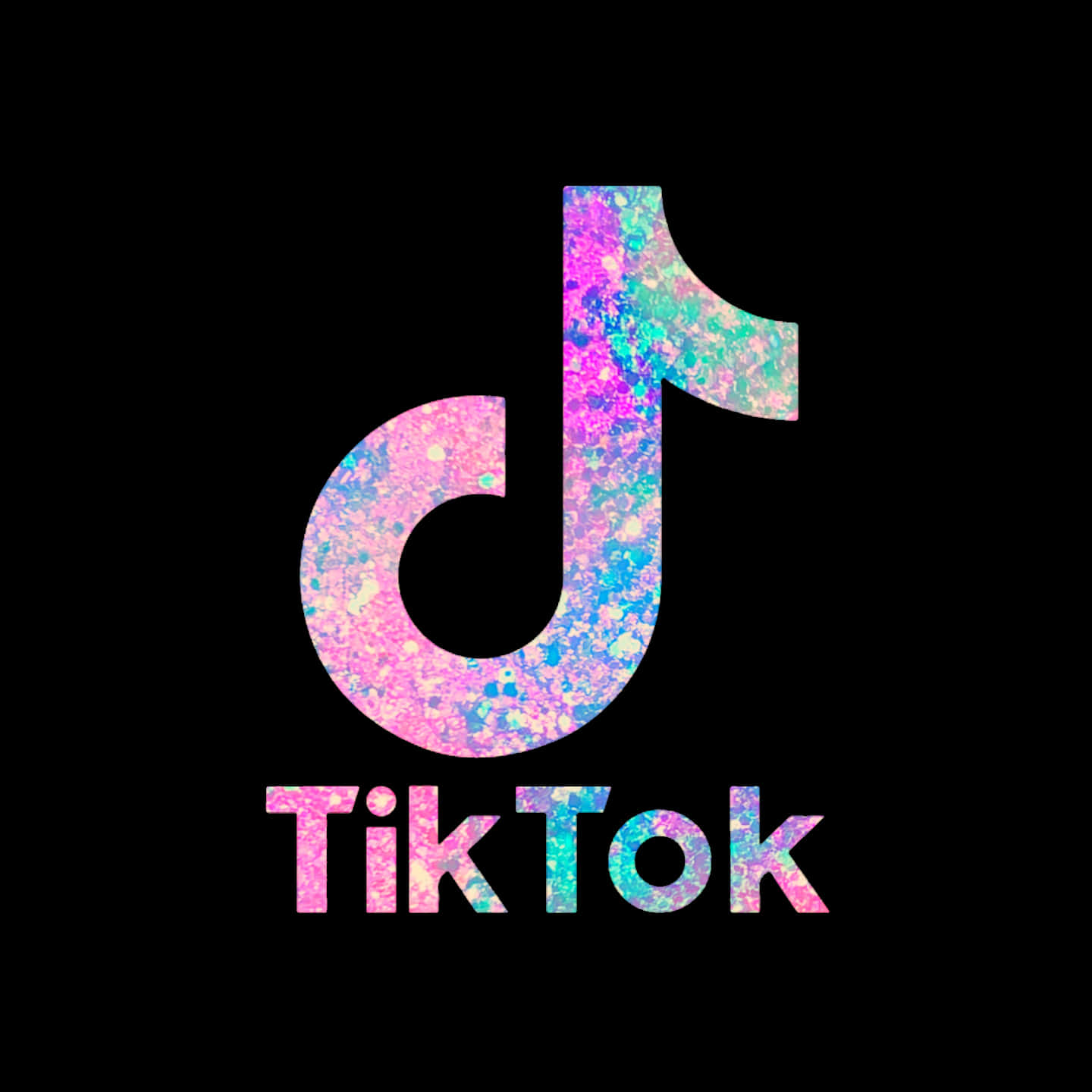 Download tiktok logo with a pink and blue glitter | Wallpapers.com