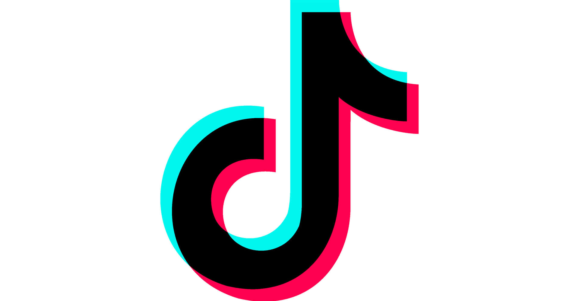 Download tiktok logo with a blue and pink color | Wallpapers.com