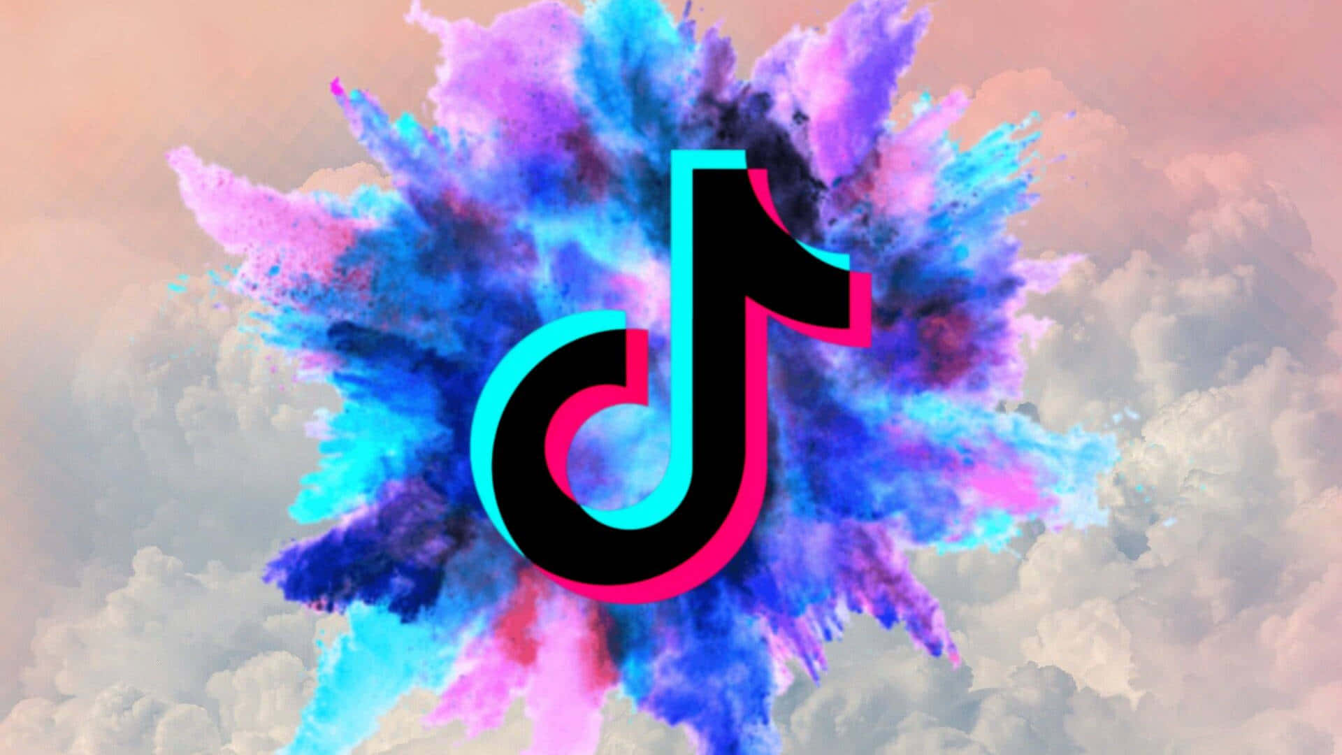 tiktok logo with a colorful cloud background