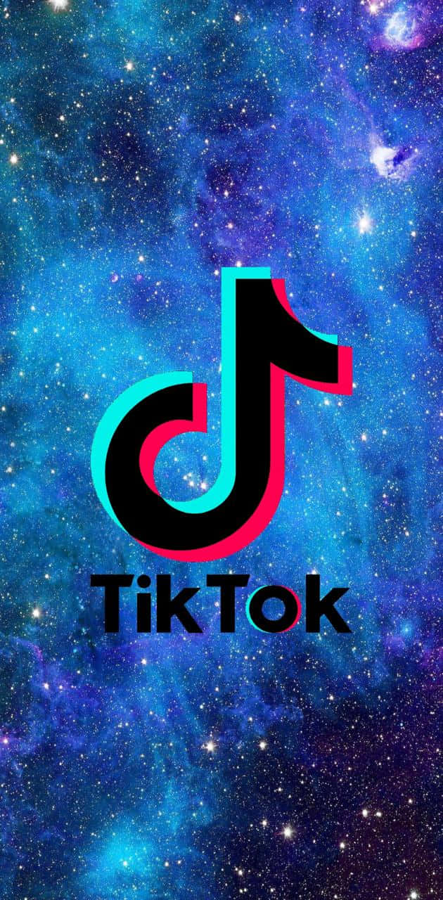 TikTok's vibrant colorful logo against a black backdrop Wallpaper