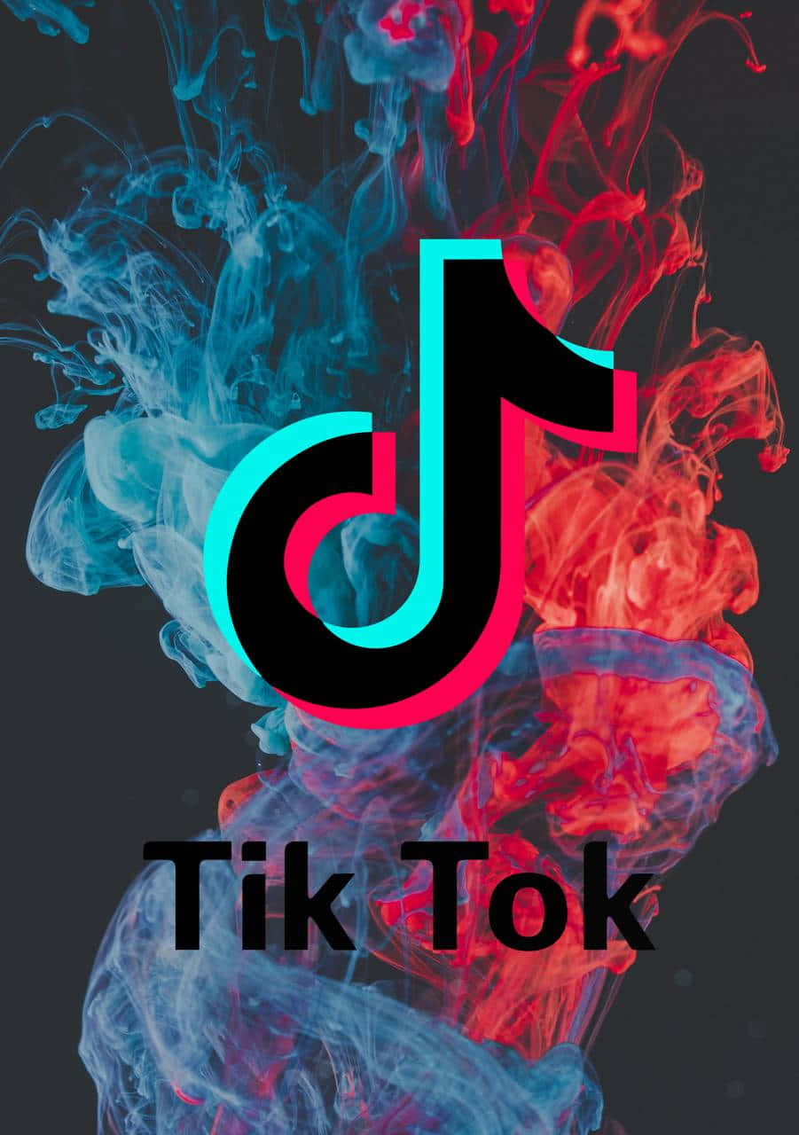 Logode Tiktok En Rojo Y Azul. Fondo de pantalla