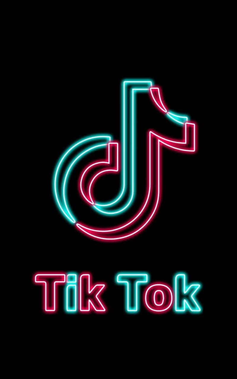 Tiktok-logo Mit Neonlichtern. Wallpaper