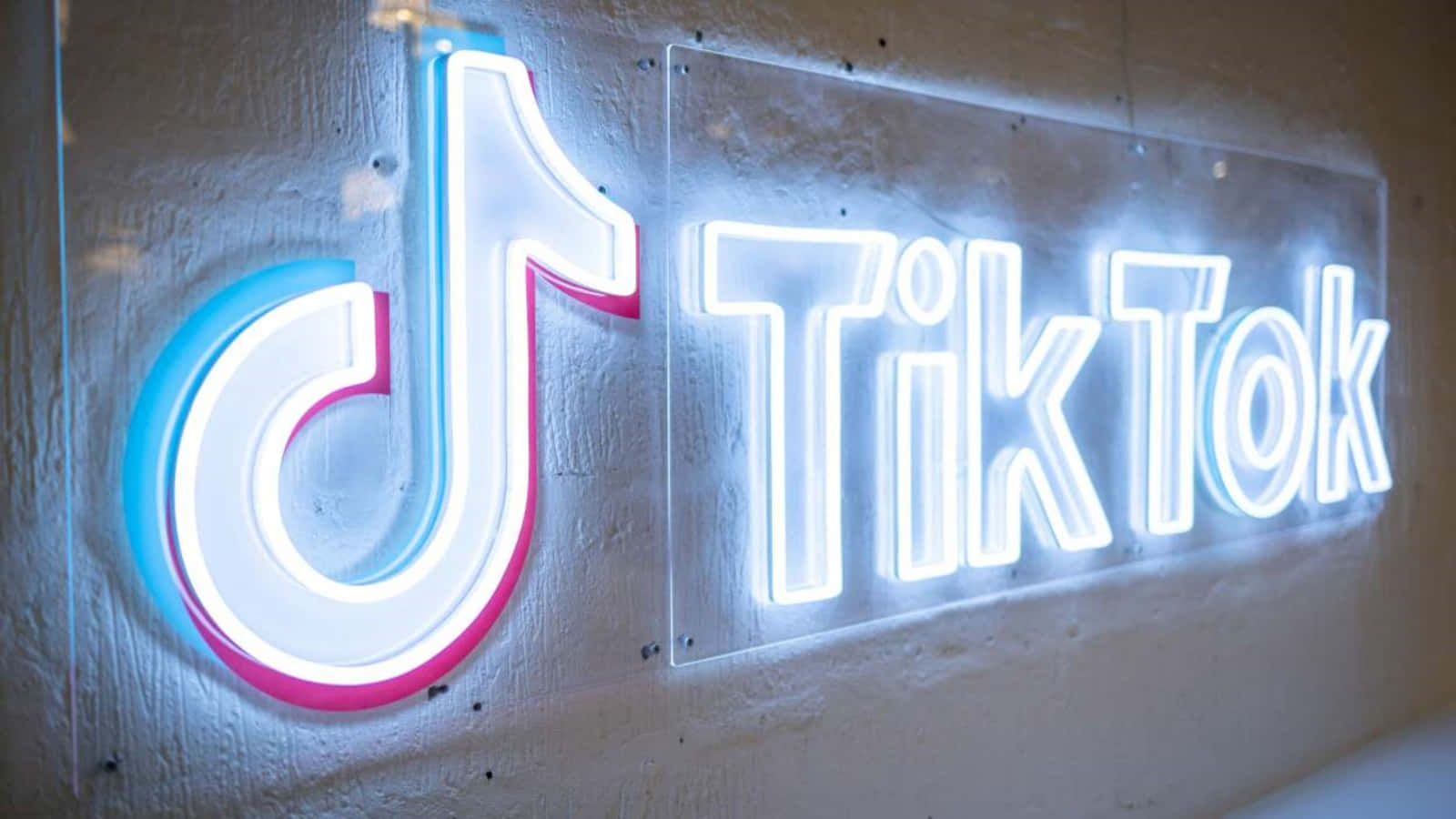 Tiktok Logo Illuminated On A Wall