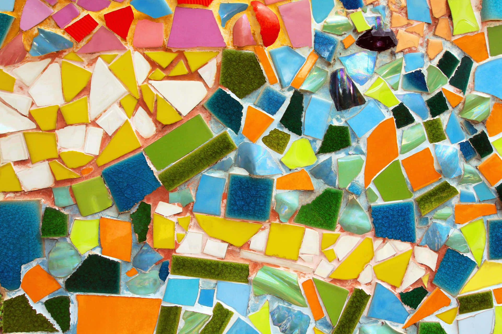 Mosaikplattamed Färgglada Bitar Av Glas