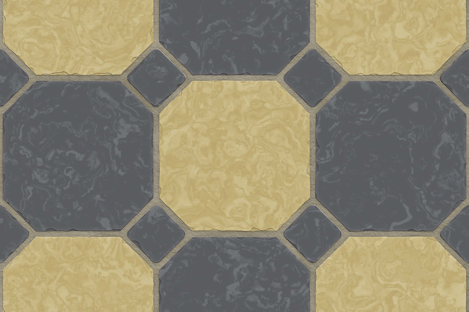 A Tiled Floor With Gold And Black Tiles