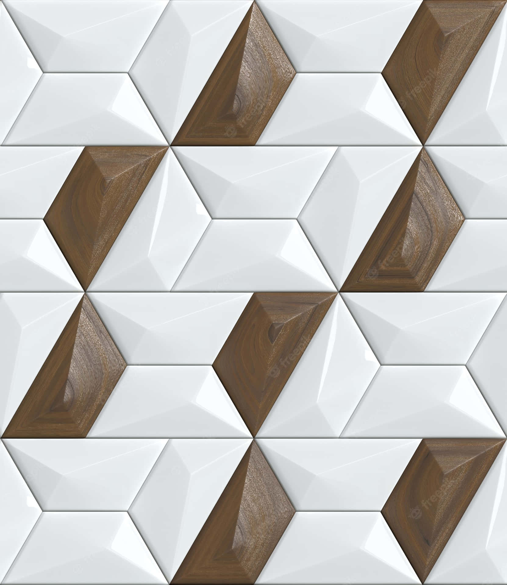 En hvid og brun flise med geometriske figurer Wallpaper