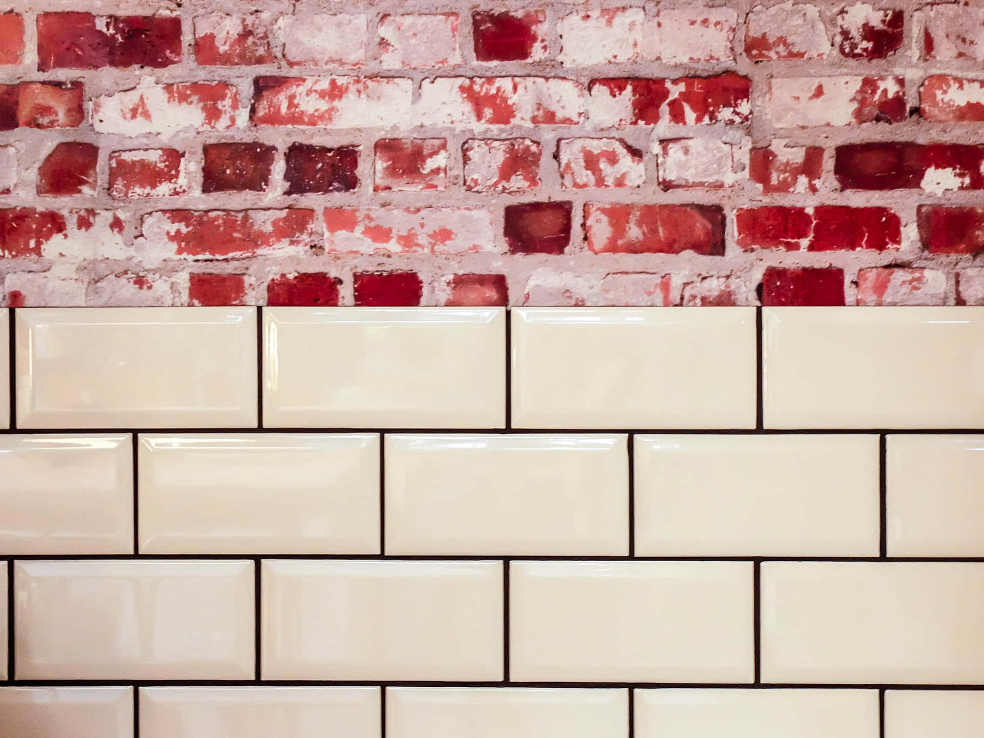 White And Red Tile Wallpaper