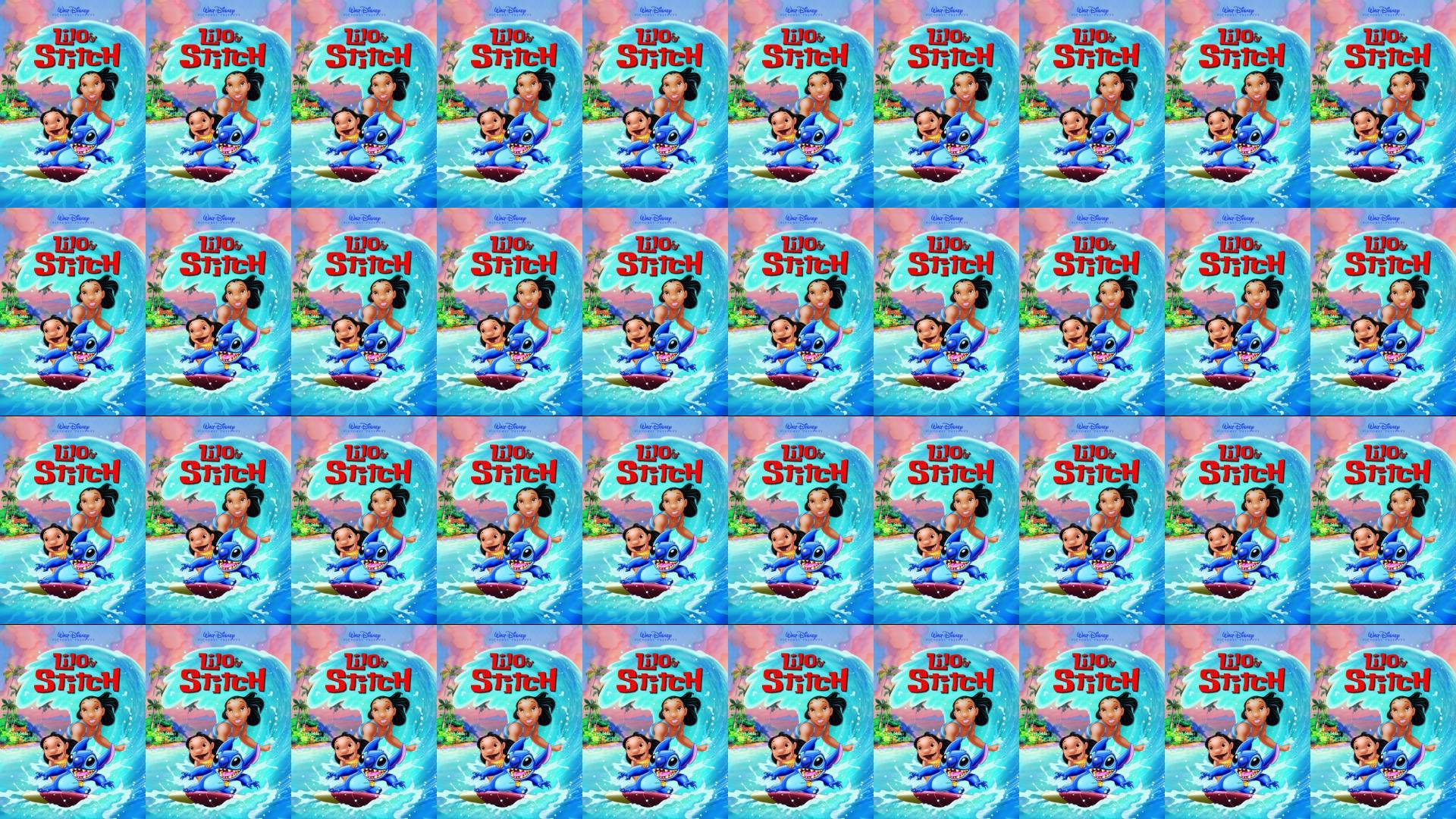 Tiled Photo Collage Of Lilo Stitch Wallpaper