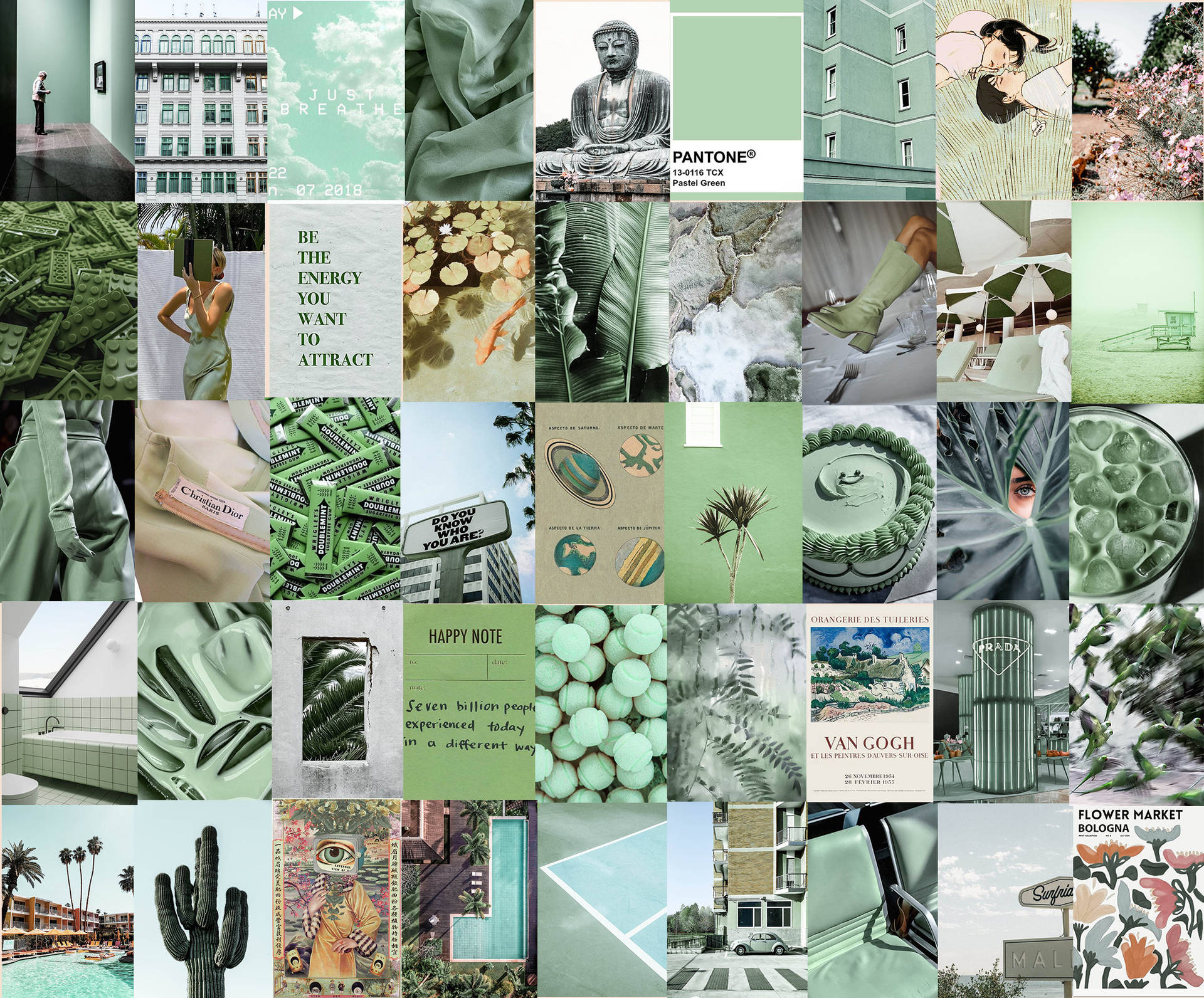 Tiled Sage Green Aesthetic Background