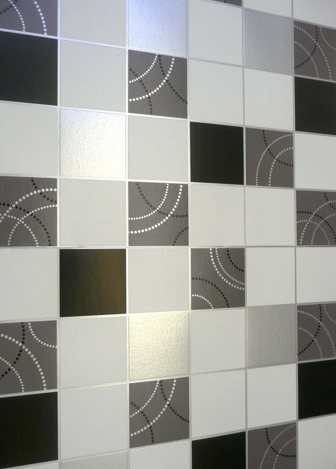 Sort hvid sort grå sølv firkantet mønster billed tapet