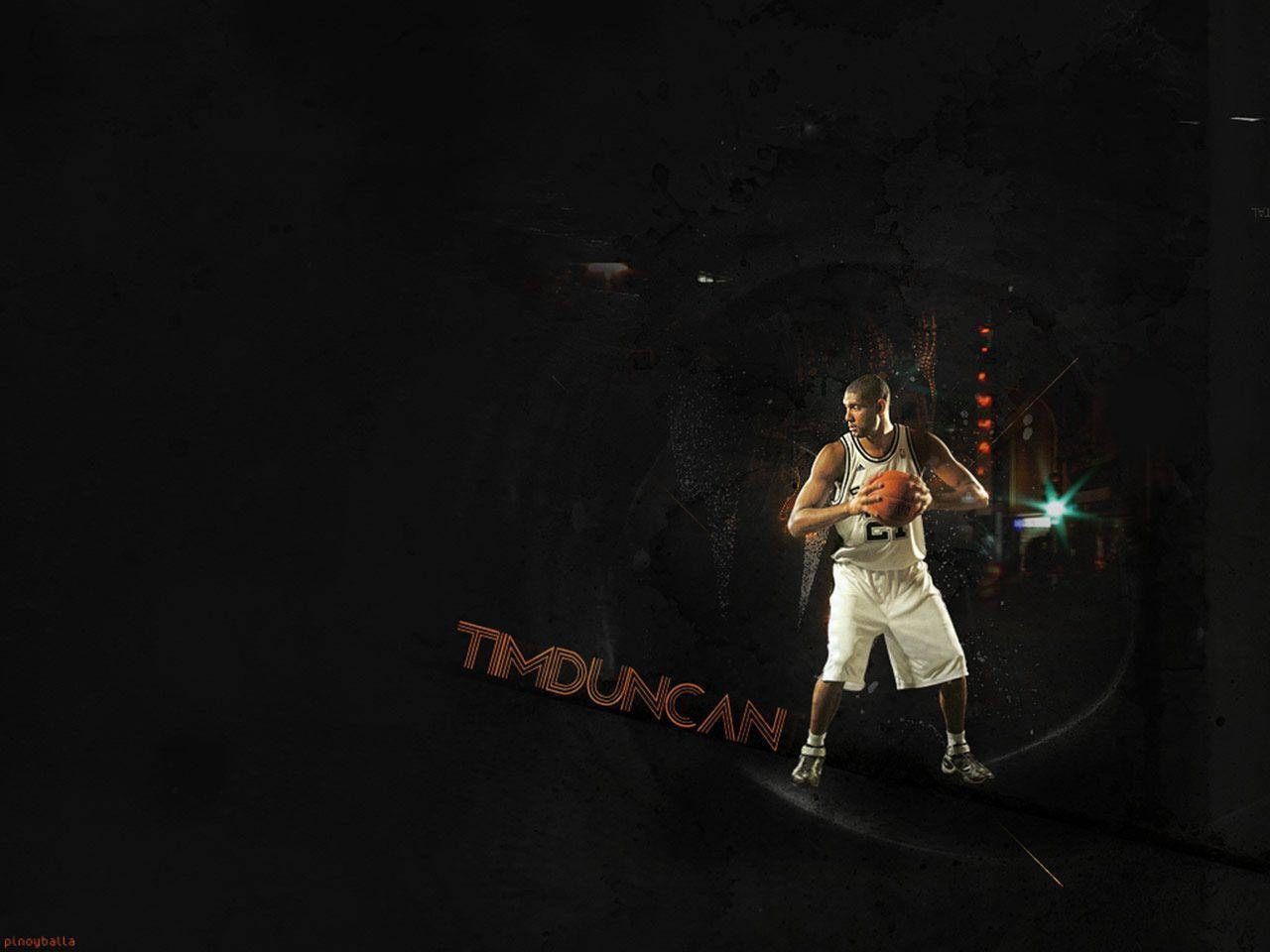Tim Duncan In The Dark Background