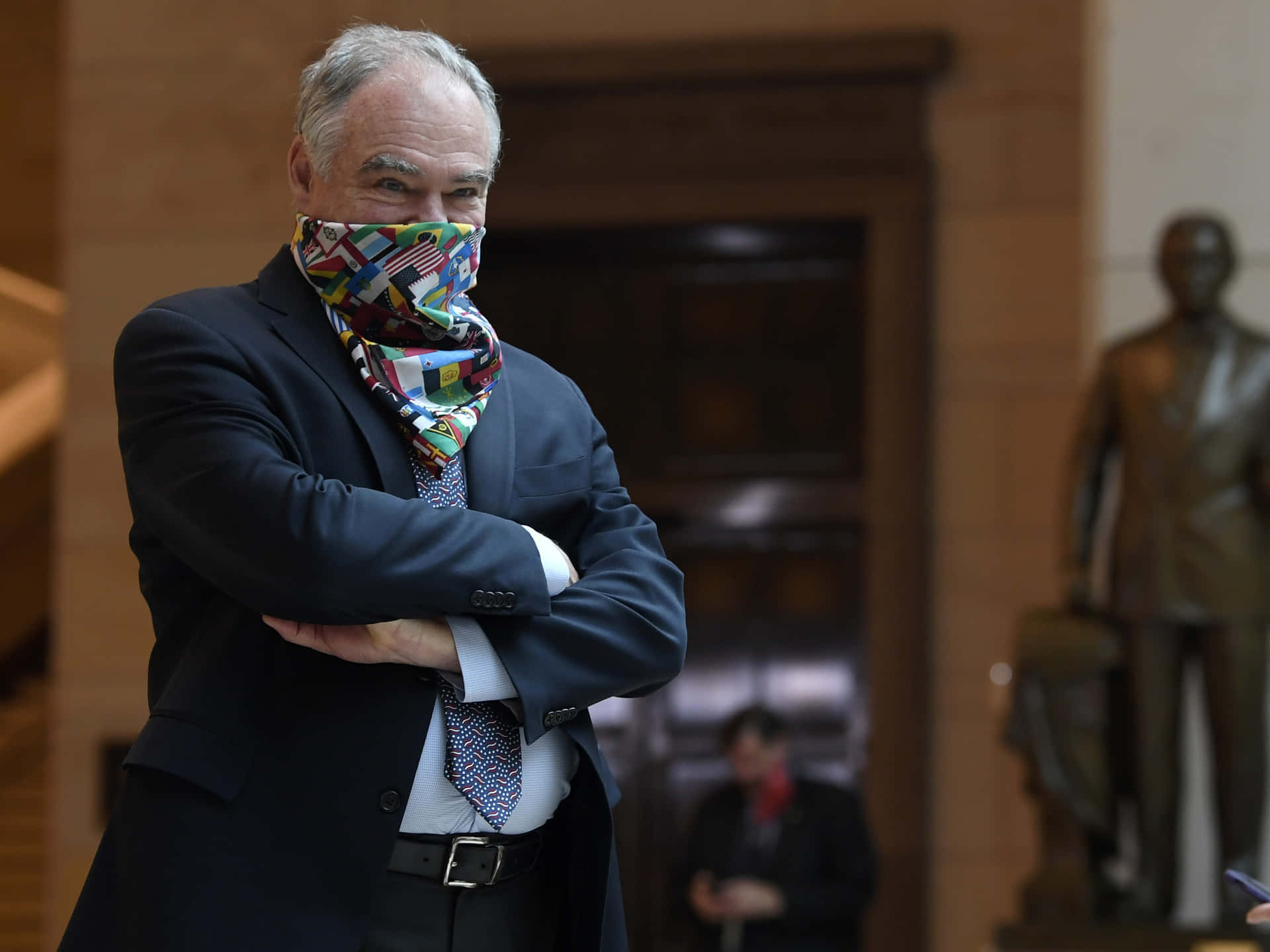 Tim Kaine With Flag Scarf Wallpaper