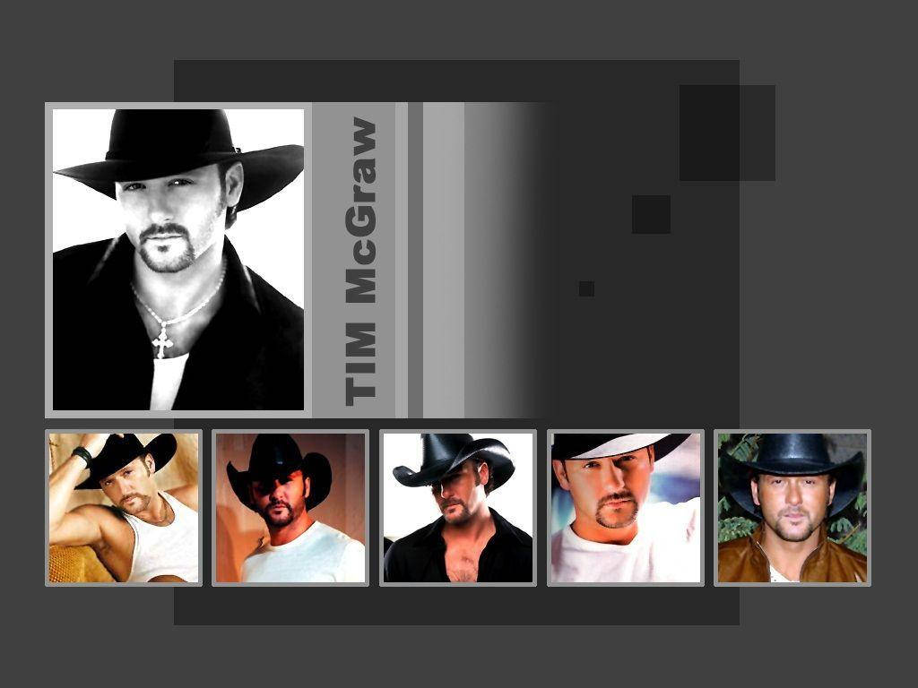Tim Mcgraw Collage On Gray Abstract Backdrop