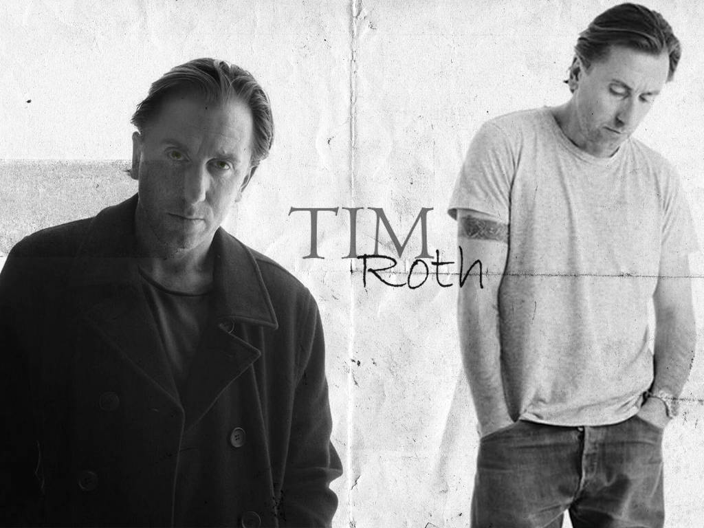 Timroth Svartvit Skådespelarprofil (for A Computer Or Mobile Wallpaper Featuring A Black And White Profile Of Actor Tim Roth) Wallpaper