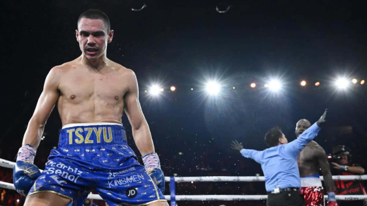 Tim Tszyu Feirer Sin Seier I Bokseringen Bakgrunnsbildet