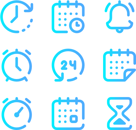Time Management Icons Set PNG
