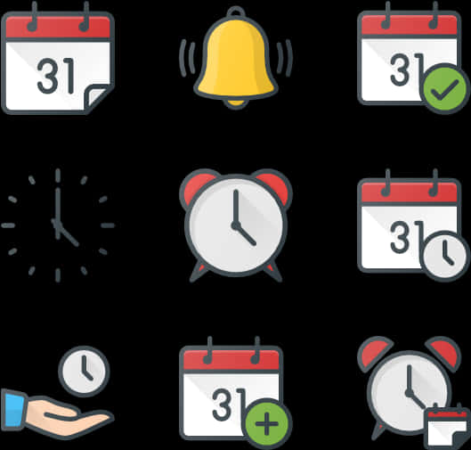 Time Management Icons Set PNG