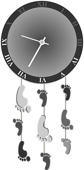 Time Marching Feet Clock PNG