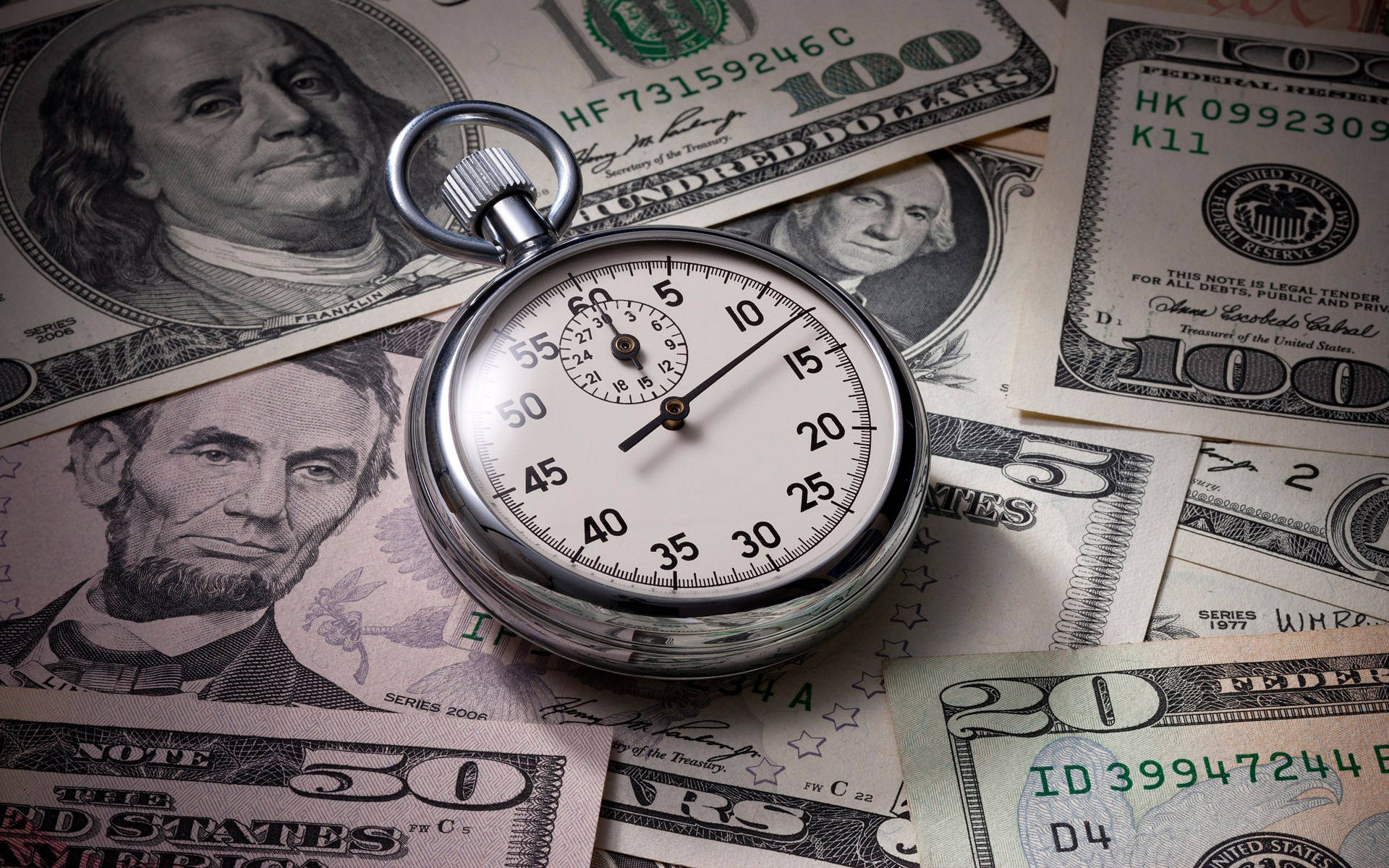 Time Pocket Watch Dollar Bills Wallpaper