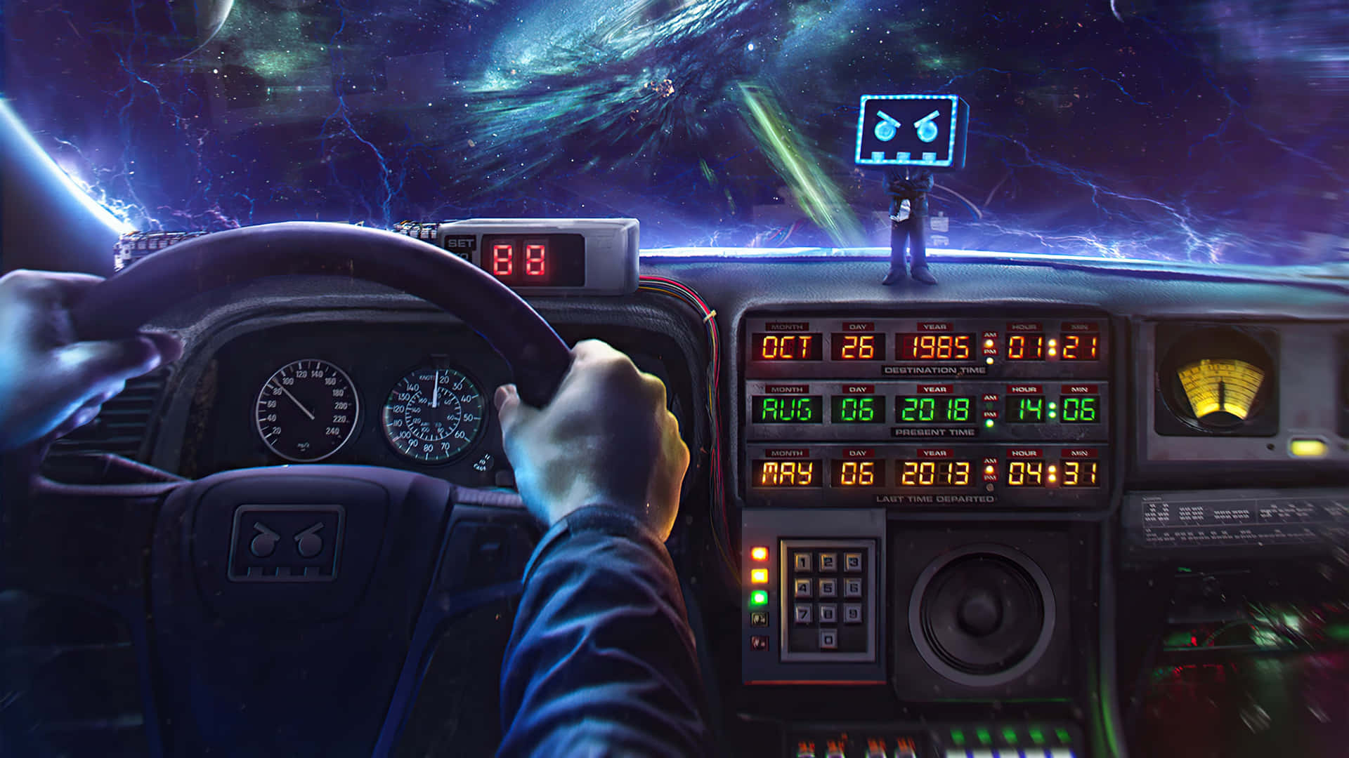 Time Travel Dashboard Art Wallpaper