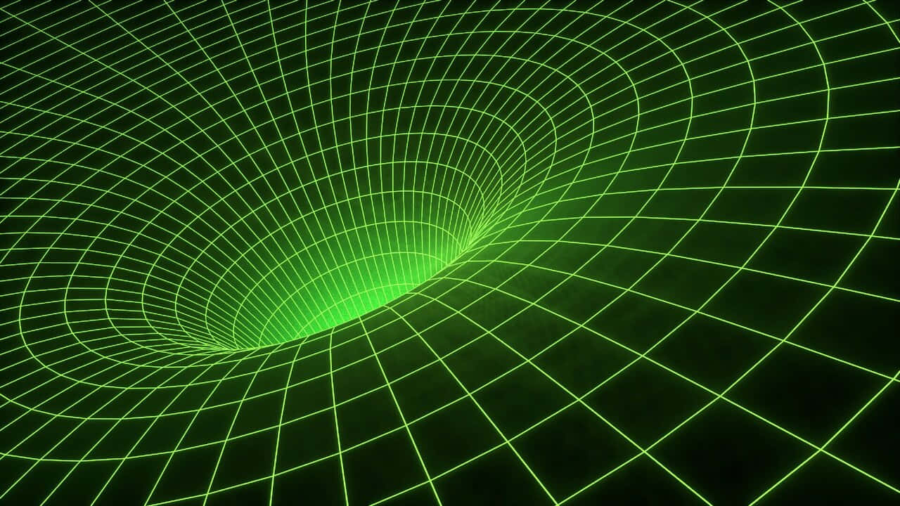 A Green Spiral Tunnel With A Black Background