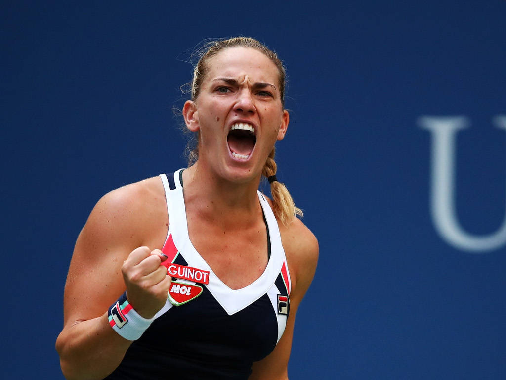 Timea Babos Shouting After Point Wallpaper