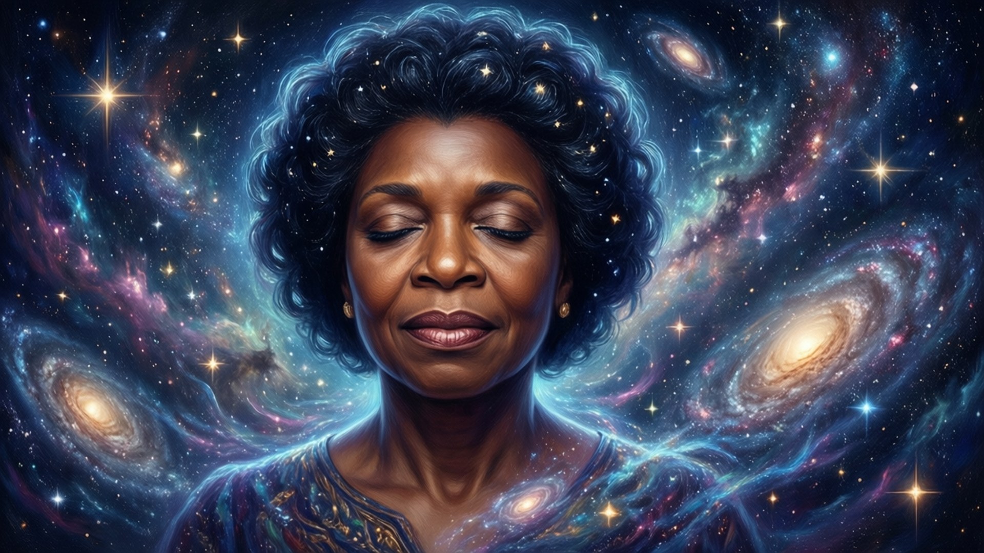 Maya Angelou come essere celeste, a simboleggiare la sua eredità duratura.