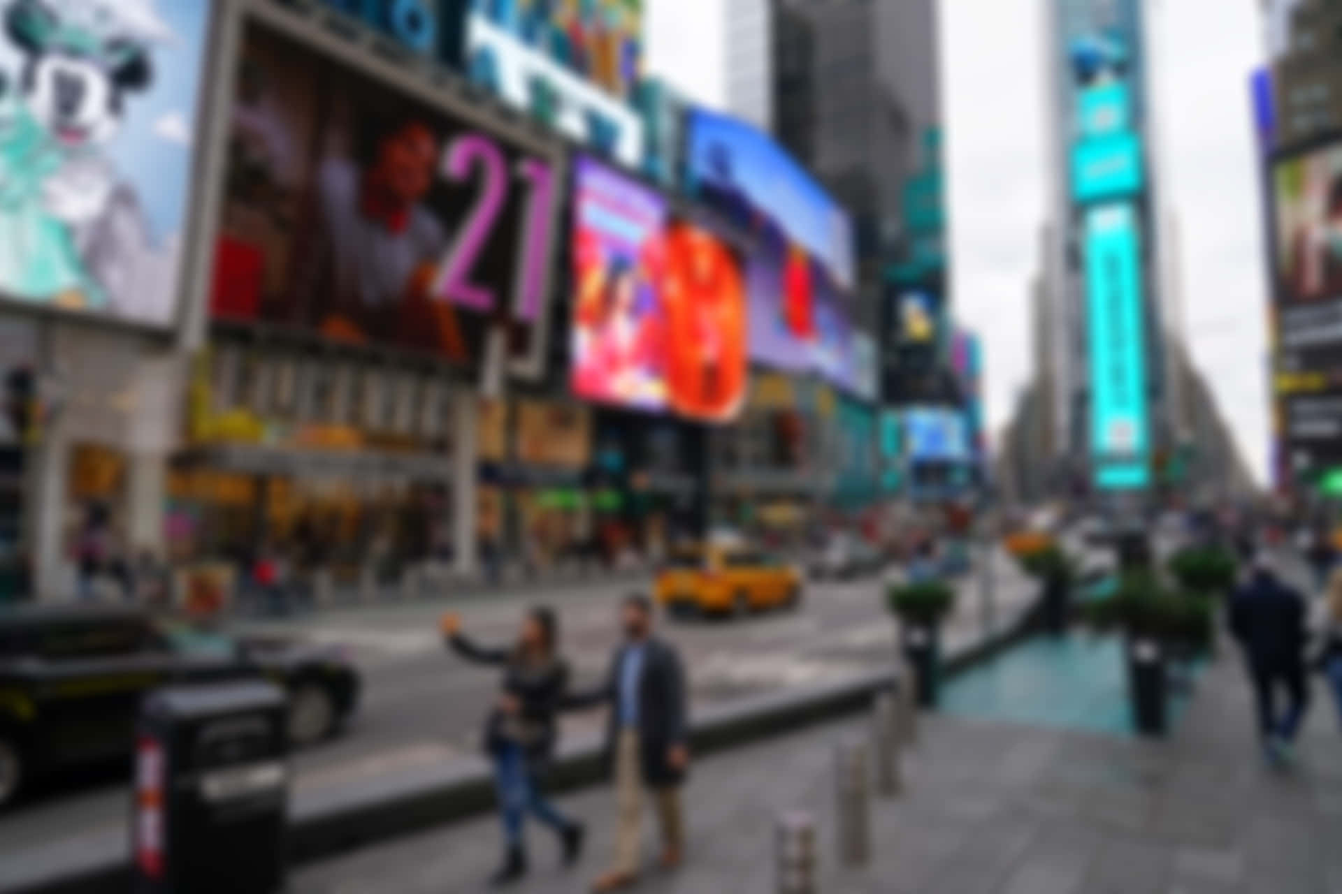 Experimentalas Brillantes Luces De La Ciudad De Nueva York Desde Times Square Fondo de pantalla